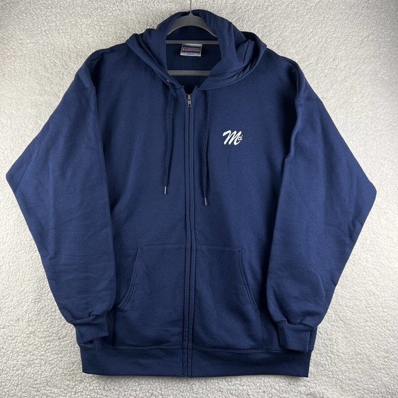 Vintage Hanes Adult Men’s Size XL Full Zip Sweater Hoodie Sweatshirt Navy Blue - Picture 1 of 11